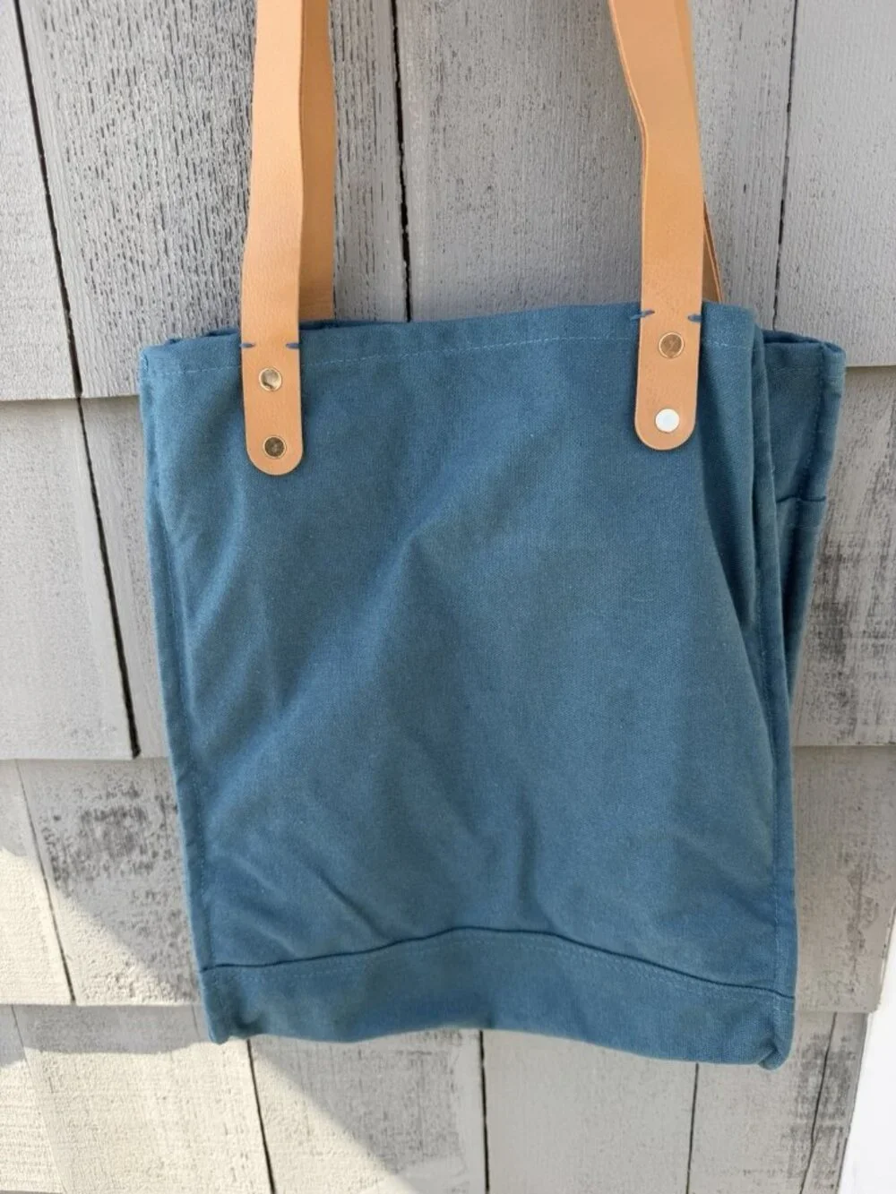 FEED Projects teal double-handle canvas pockets travel academia indie totebag